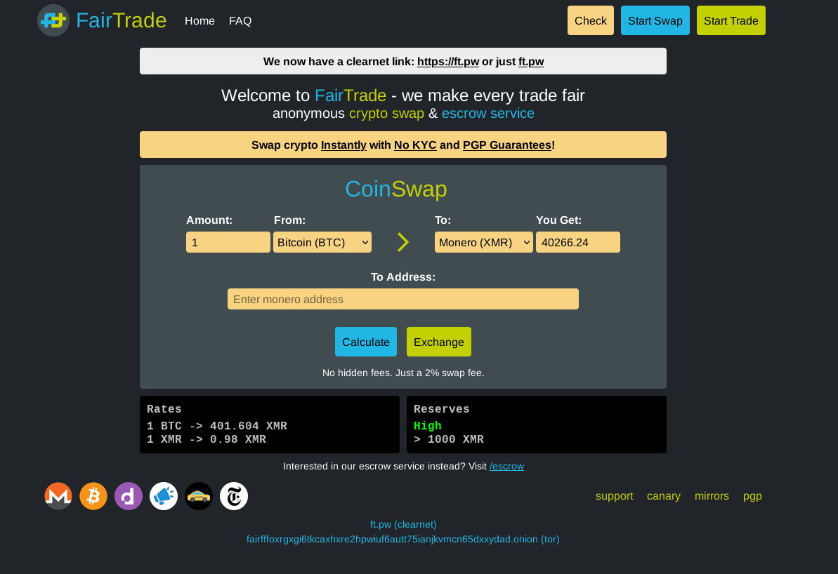 Interface of FairTrade